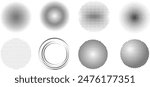 Set the points to create an abstract circle, black dots arranged in geometric rows. Vector illustration