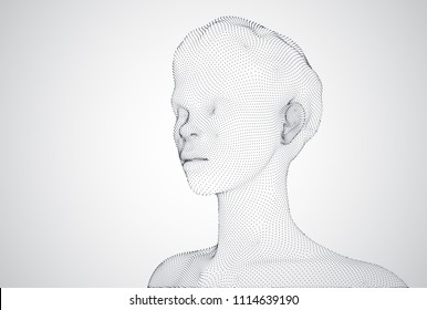 set of points and dots. female  a white background , 3d vector