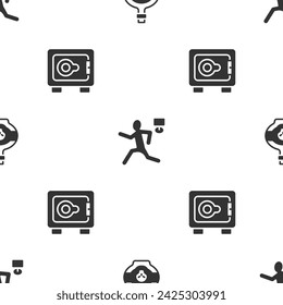Set Poison in bottle, Murder and Safe on seamless pattern. Vector