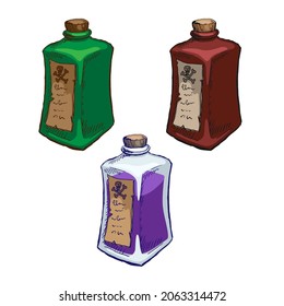Set of poison bottle vector illustration isolated on white backgroun