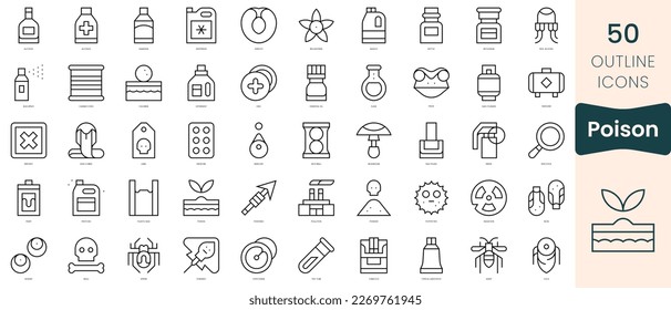 Satz Giftsymbole. Dünne lineare Stilsymbole Pack. Vektorgrafik