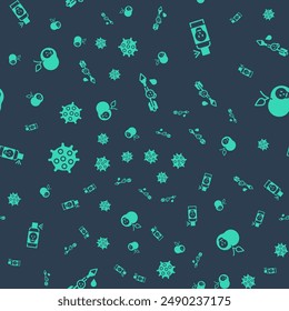 Set Poison on the arrow, Spray against insects, Bacteria and apple on seamless pattern. Vector