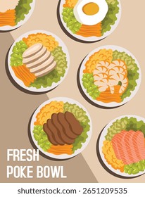 ilustração do menu poke bowl