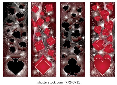 Set poker banners, vector illustration