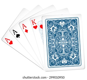 Set of poker cards with back view