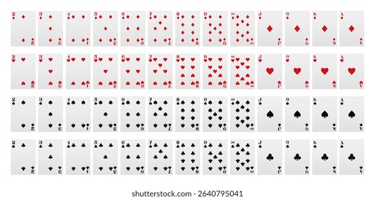 Set of poker cards. Poker playing cards full deck. Vector illustration