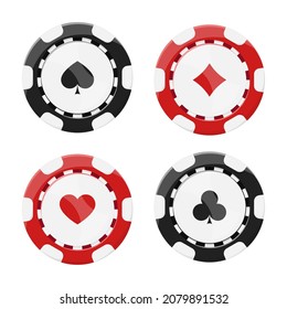 Set of poker chips, casino chips, poker chips vector illustration.