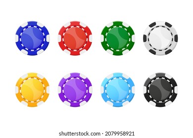 Set of poker chips, casino chips, poker chips vector illustration.