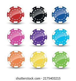 Set of poker chips isolated on white background. Casino Chips icon. Vector stock