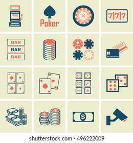 Set of poker club and gambling casino  icons