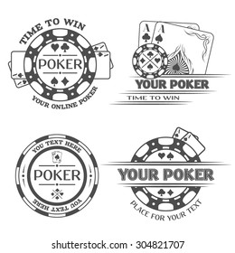 Set Poker emblems. The monochrome style.