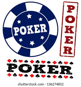 Set of poker grunge rubber stamps on white, vector illustration