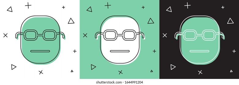 Set Poker player icon isolated on white and green, black background.  Vector Illustration