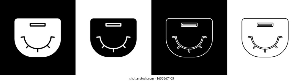 Ajuste el icono de la mesa de póquer aislado en fondo blanco y negro.  Ilustración vectorial