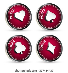 Set of poker vector icons isolated on a white background/3d playing card symbol with perspective