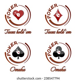 Set of poker vector icons with playing card symbol on a white background/vector illustration