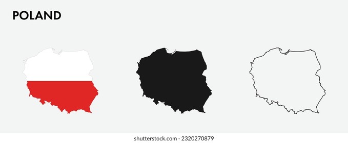 Set of Poland map isolated on white background, vector illustration design