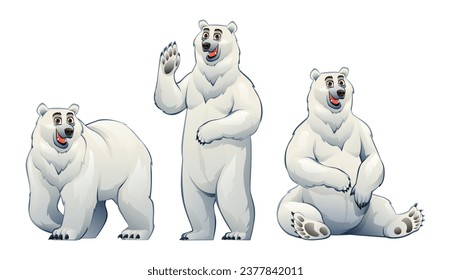 Set of polar bear cartoon characters illustration isolated on white background