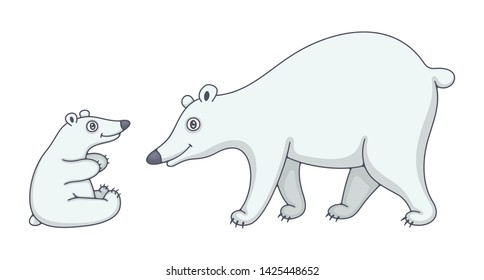 Set of Polar Bears. isolated on white background