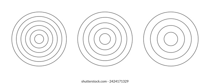 Conjunto de redes polares de círculos concéntricos. Rastreador de hábitos o de vida. Colección de diagramas de círculo divididos en segmentos. Papel polar en blanco. División circular en partes iguales. Plantilla de vectores. Eps