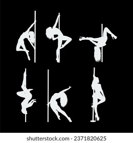 conjunto de silueta vectorial de danza del palo