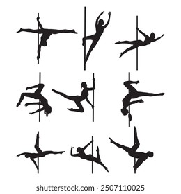 set of pole dancer silhouette