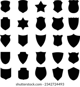 Set of police badge icon. Shield silhouettes collection