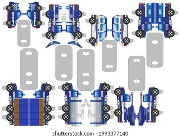 A set of police cars. Set for handmade. Isolated on white background. Vector illustration.