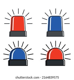 A set of police flashing lights, vector. Red and blue ambulance sirens. Emergency Badges svg
