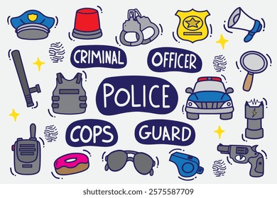 set of police good for background, wallpaper, element design, sticker, etc