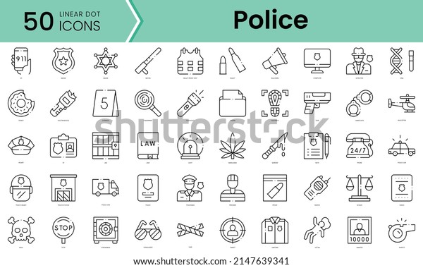 Set of police icons. Line art style icons\
bundle. vector\
illustration