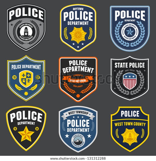 Set of\
police law enforcement badges and logo\
patches