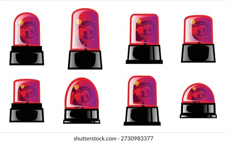 set of police lights vector illustration