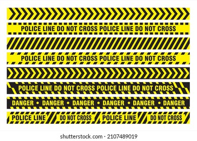 Set Police Line Warning Yellow Black Stock Vector (Royalty Free ...