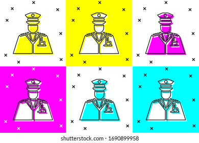 Set Police officer icon isolated on color background.  Vector Illustration