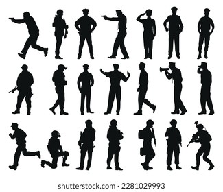 Set police silhouette vector illustration.