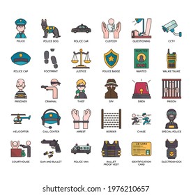 Set of police thin line and pixel perfect icons for any web and app project. 
