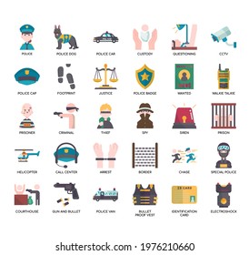 Set of police thin line and pixel perfect icons for any web and app project. 