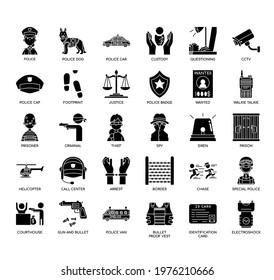 Set of police thin line and pixel perfect icons for any web and app project. 