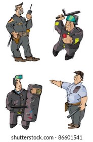 set of policeman - cartoon