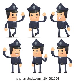 set of policeman character in different interactive  poses