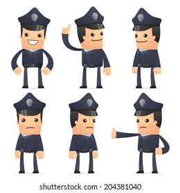 set of policeman character in different interactive  poses