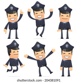 set of policeman character in different interactive  poses