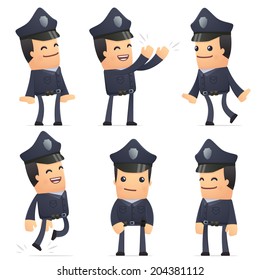 set of policeman character in different interactive  poses