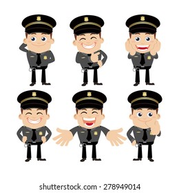 set of policeman characters in different poses