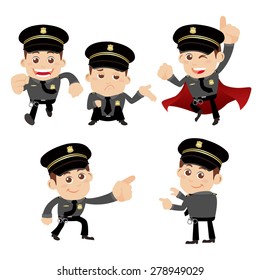 set of policeman characters in different poses