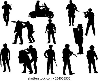 The set of  policeman silhouette