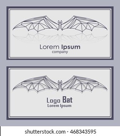 Set of poligon abstract bat. Business card with abstract bat. Modern background.