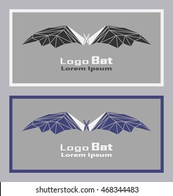 Set of poligon abstract bat. Business card with abstract bat. Modern background. Silver bat.