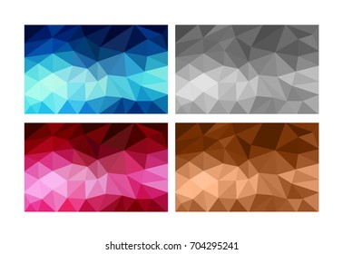 Set Poligon Geometric Background color. Triangle blue, grey, red and brown  background. 